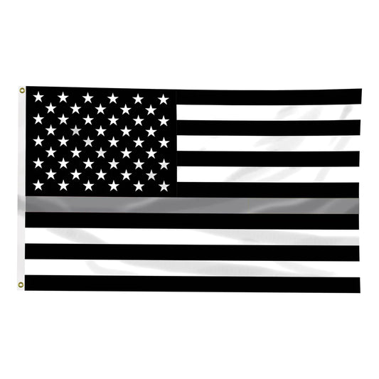 Thin Silver American Flag- 3 x 5 Ft Flag with Grommets