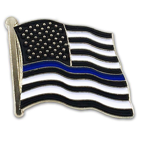 Thin Blue Line American Flag Pin - Interceptor Public Safety Products
