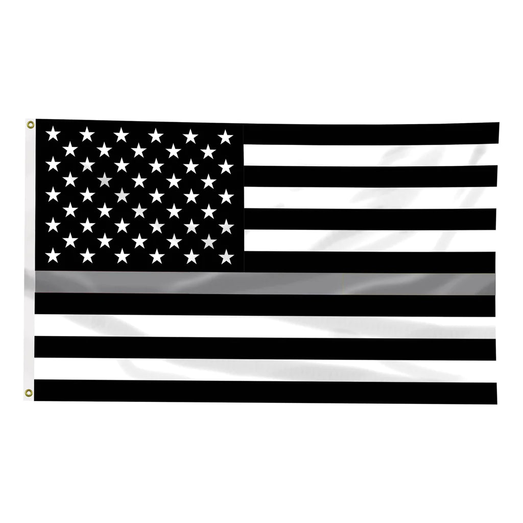 Thin Silver American Flag - 3 x 5 Ft Flag with Grommets - Interceptor Public Safety Products