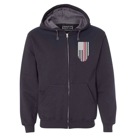 Full Zip- Honor/Respect Thin Red Line American Flag