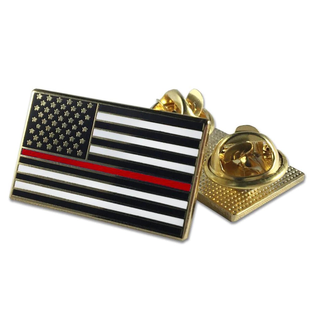 Class Thin Red Line American Flag Pin - Double Clutch - Interceptor Public Safety Products