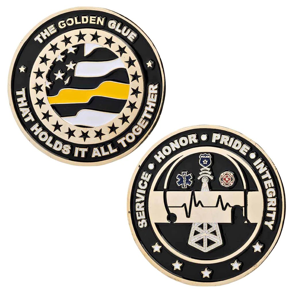 Dispatcher Thin Gold Line Challenge Coin - Interceptor Public Safety Products