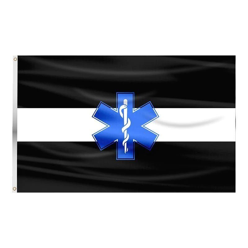 EMS - Thin White Line Star of Life Flag - Interceptor Public Safety Products