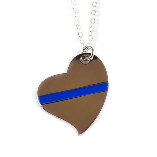 Thin Blue Line Blue Heart and Stripe Necklace - Interceptor Public Safety Products