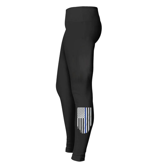 Thin Blue Line Flag Leggings - Vertical - Interceptor Public Safety Products