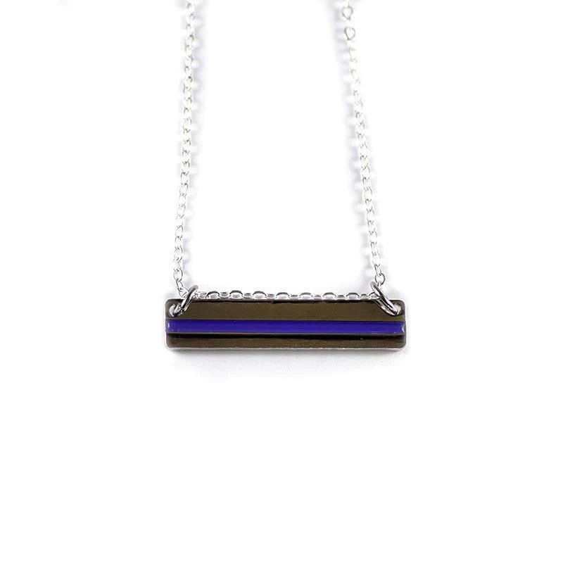 Thin Blue Line Stripe Bar Necklace - Interceptor Public Safety Products