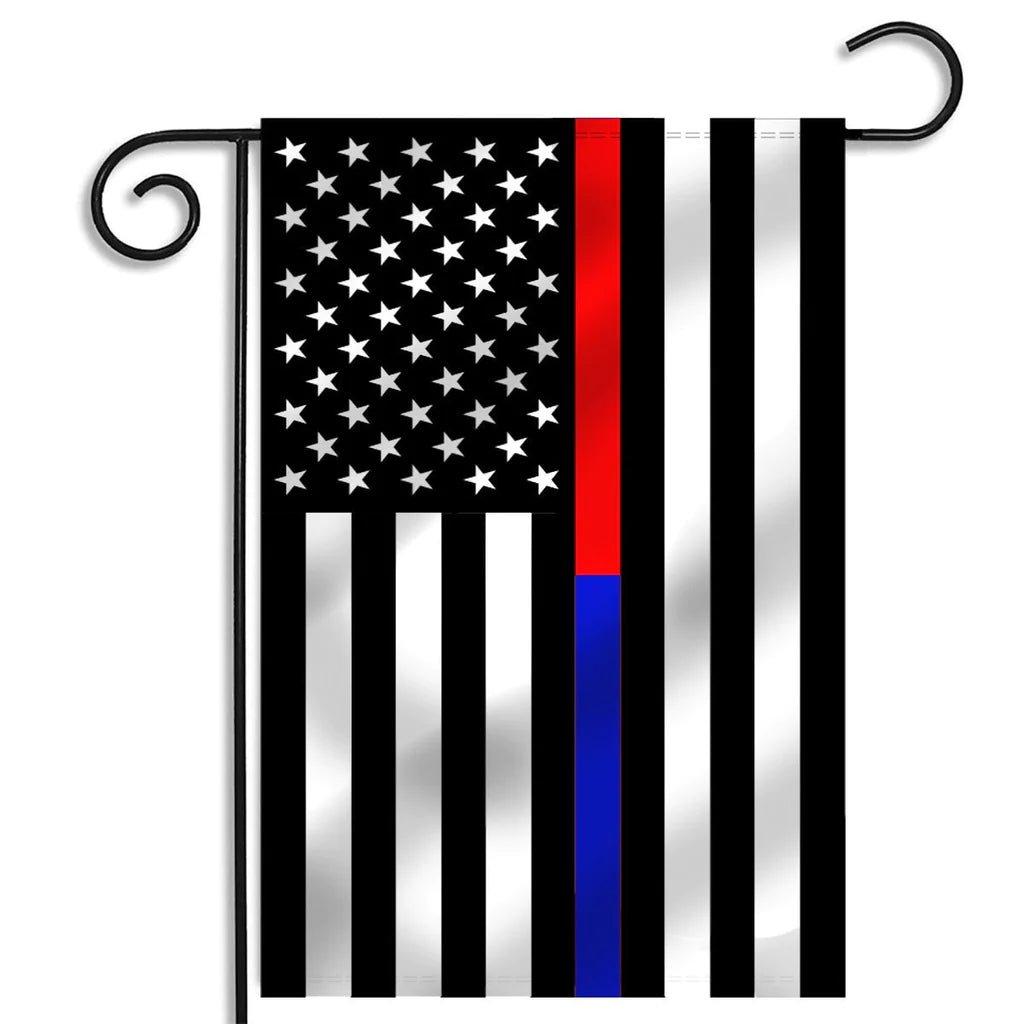 Thin Red Line & Thin Blue Line Garden Flag 12.5 x 18 inches - Interceptor Public Safety Products