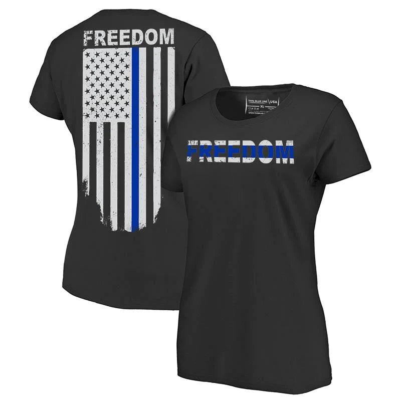 Women's Shirt - Thin Blue Line Freedom - Interceptor Public Safety Products